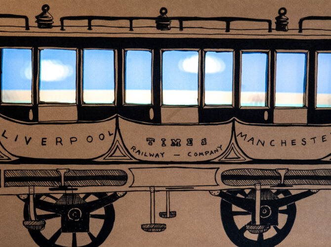 Artwork of a railway carriage created by school children