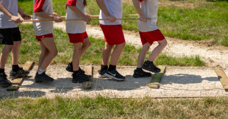 Children during an activity in school grounds