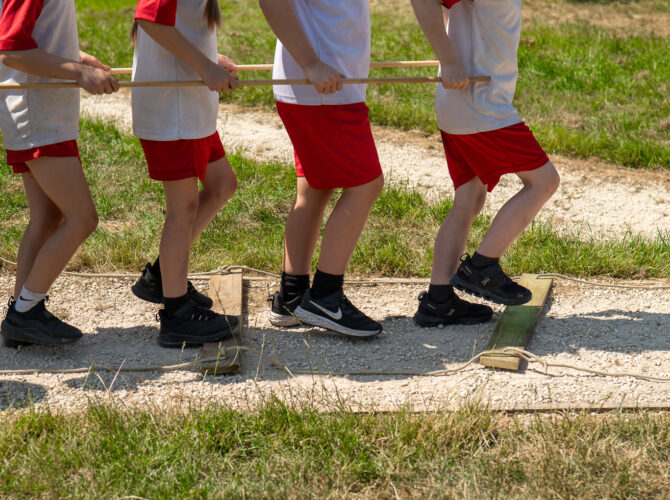 Children during an activity in school grounds
